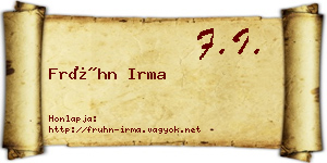 Frühn Irma névjegykártya